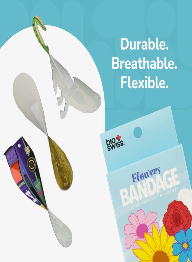 BioSwiss Bandages, Flowers Shaped Self Adhesive Bandage Set, Latex Free, Sterile Wound Care, 24 Count - Image 4